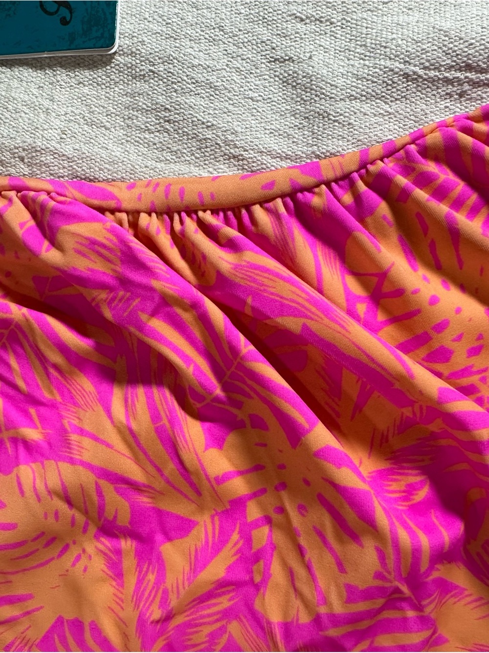 HEAT Swimwear, Tankini Set, Pink & Orange Tropical Palm, Size XL - Picture 14 of 16
